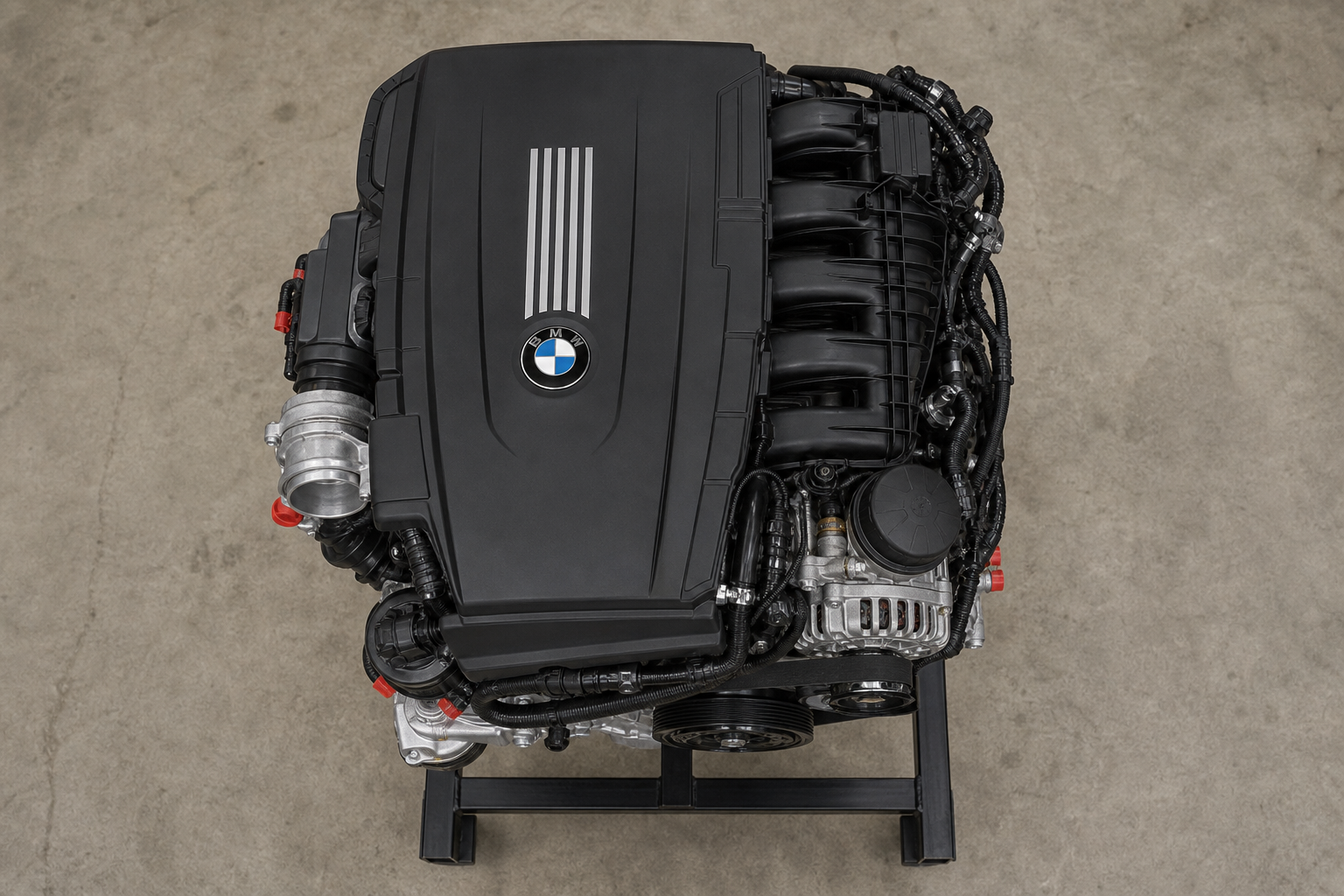 Used BMW straight-six diesel engine, three-quarter view